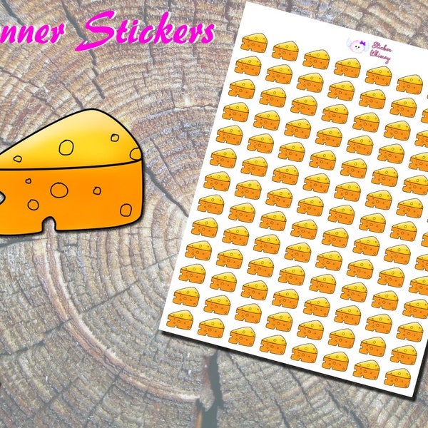 Cheddar Cheese Wedge Stickers, Printed Stickers, Food Stickers, Dairy Stickers, Yellow Cheese Stickers, Cute Stickers, Erin Condren