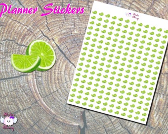 Green Lime Planner Stickers, Fresh Fruit Food Stickers