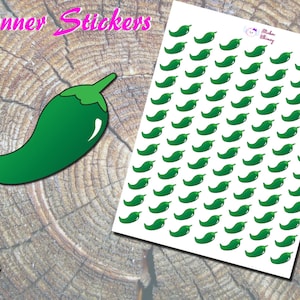 Green Chili Pepper Planner Stickers, Vegan Stickers, Vegetable Stickers, Food, Paper Stickers, Erin Condren, Functional, Reminder Stickers