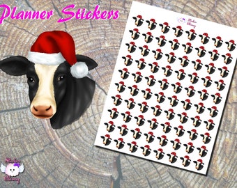 Christmas Cow Head Stickers: Holiday Planner Stickers