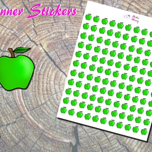 Adesivos para planejador de maçã verde, adesivos impressos, adesivos de frutas, comida, adesivos fofos, adesivos kawaii, Erin Condren, funcionais, lembrete