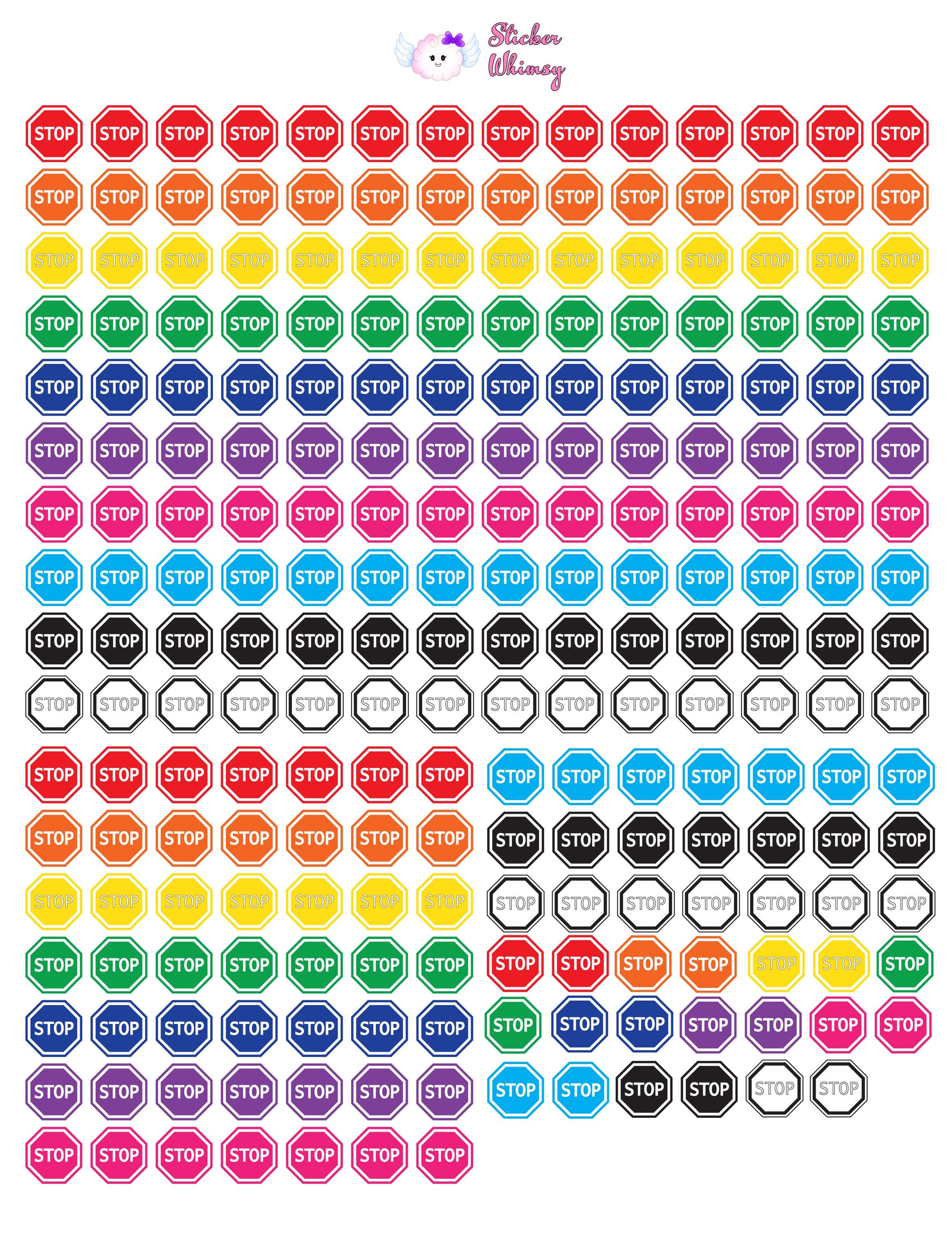 Colorful Stop Sign Planner Stickers - 80 Count - Etsy