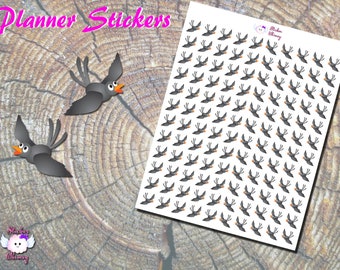 Gray Crow Planner Stickers: 120 Bird Stickers