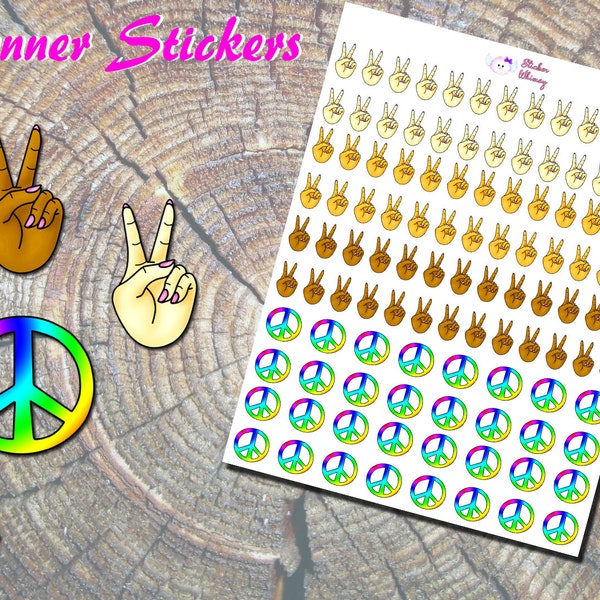 Peace Sign Planner Stickers, Printed Stickers, Peace Hands Stickers, Peace Symbol Stickers, Hippie Stickers, Cute Stickers, Erin Condren