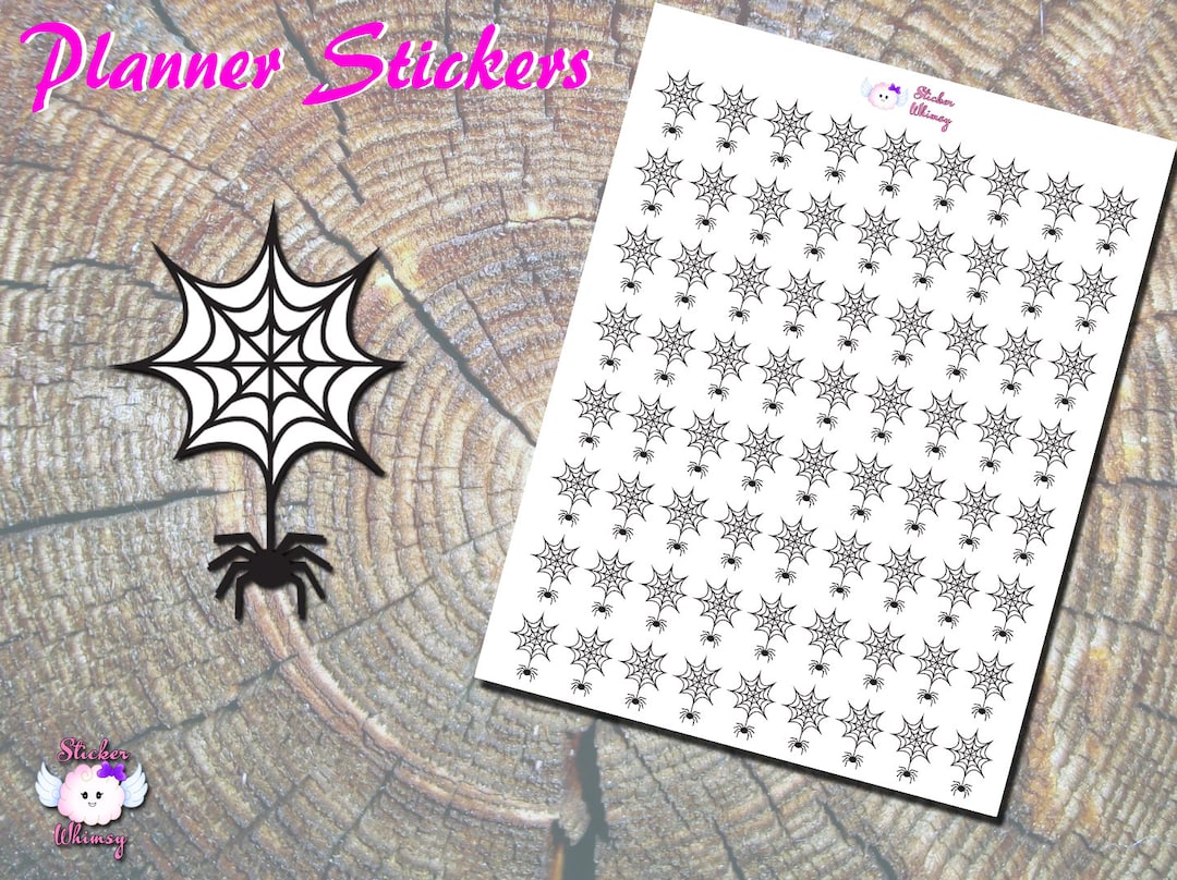 Spider Web Planner Stickers: Halloween Kawaii Stickers - Etsy