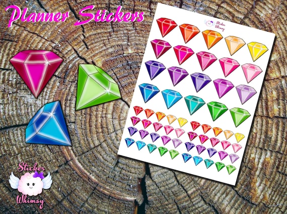 Diamond Jewel Planner Stickers, Printed Stickers, Gem Stickers, Kawaii  Stickers, Cute Stickers, Erin Condren, Functional, Reminder, Colorful 