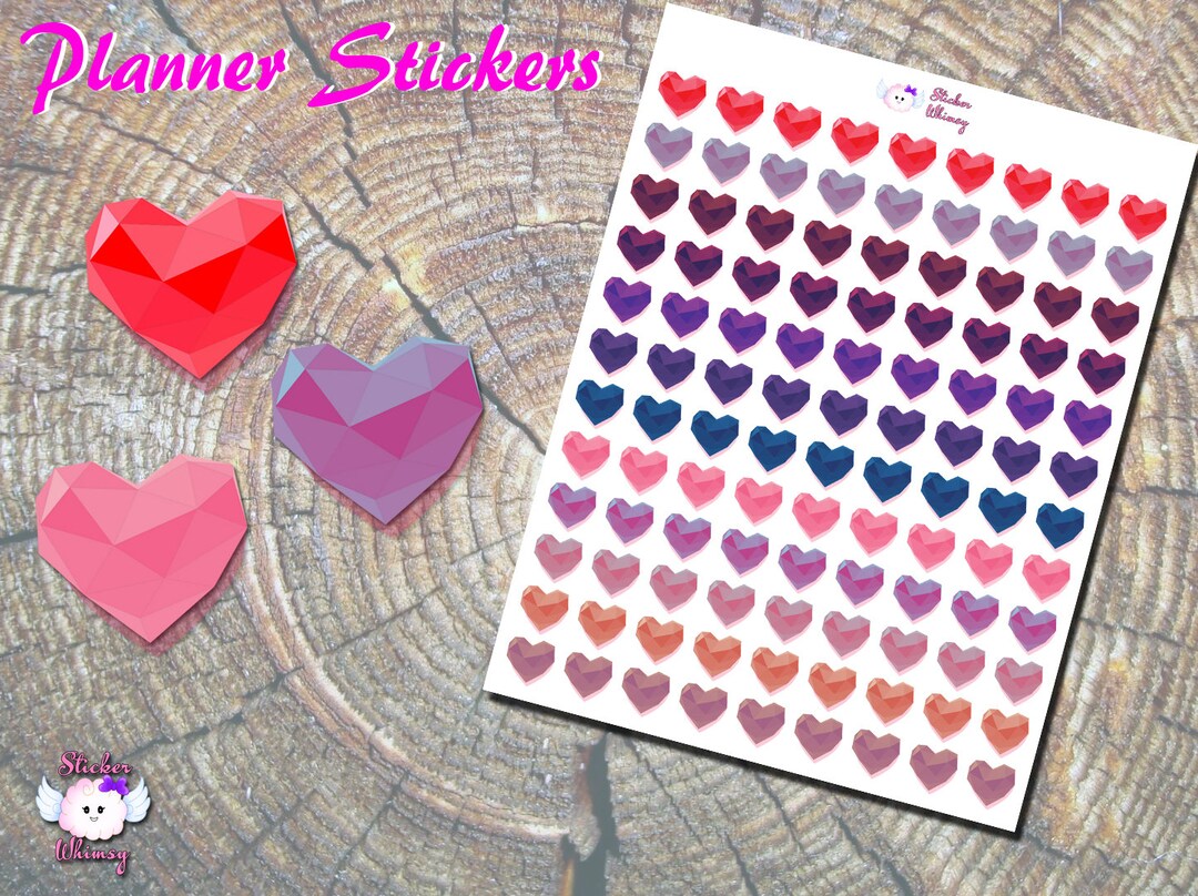 Jeweled Heart Planner Stickers: Colorful Reminder Stickers - Etsy