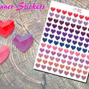 Jeweled Heart Planner Stickers, Printed Stickers, Cute Stickers, Valentine Heart Stickers, Functional, Reminder, Colorful Heart Stickers