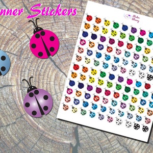 Ladybug Planner Stickers, Insect Stickers, Colorful Stickers, Cute Stickers, Kawaii Stickers, Erin Condren, Functional, Reminder, Colorful