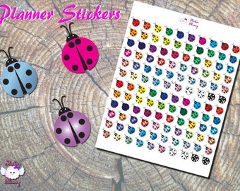 Colorful Ladybug Planner Stickers, Functional Insect Sheet, Erin Condren Planner Supplies