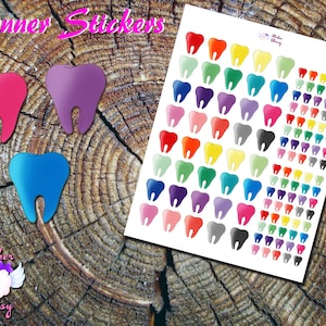 Stickers tandenplanner, tandheelkundige stickers, tandstickers, leuke stickers, tandartsstickers, Erin Condren, functioneel, herinnering, kleurrijk