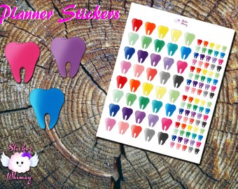 Teeth Planner Stickers, Dental Stickers, Tooth Stickers, Cute Stickers, Dentist Stickers, Erin Condren, Functional, Reminder, Colorful