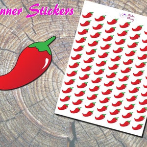 Naklejki do planera Red Chili Pepper, Naklejki wegańskie, Naklejki warzywne, Jedzenie, Naklejki papierowe, Erin Condren, Funkcjonalne, Naklejki przypominające