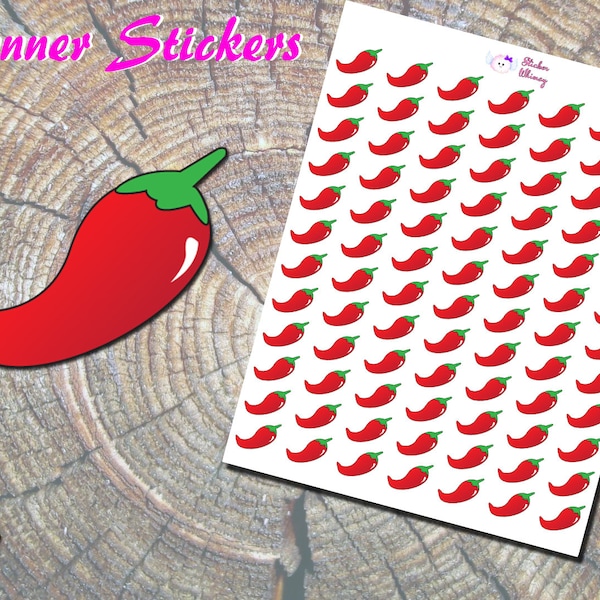 Red Chili Pepper Planner Stickers, Vegan Stickers, Vegetable Stickers, Food, Paper Stickers, Erin Condren, Functional, Reminder Stickers