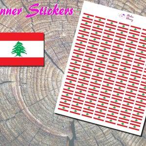 Lebanese Flag Planner Stickers, Printed Stickers, Western Asia Flag Stickers, Lebanon Flag, Country Stickers, West Asian flag Sticker, Tree