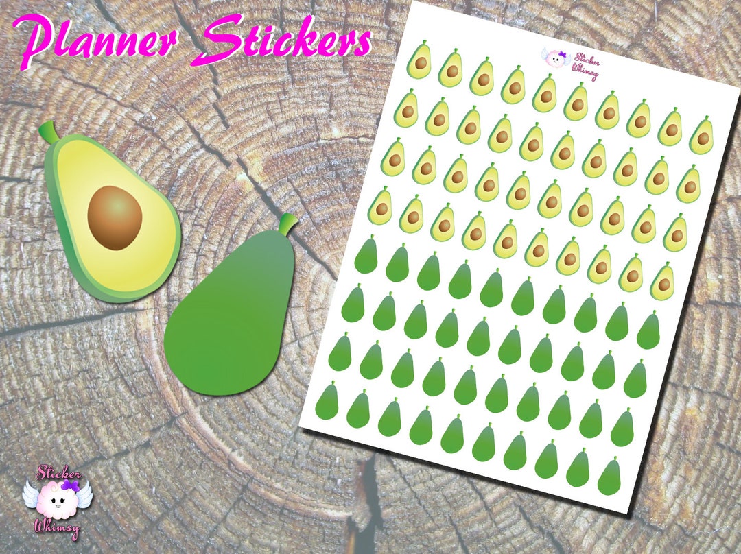 Avocado Planner Stickers, Vegan Fruit Food Paper Stickers - Etsy