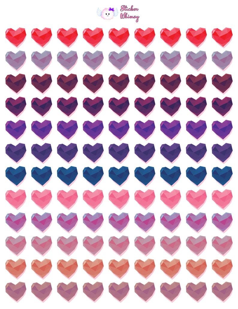 Jeweled Heart Planner Stickers: Colorful Reminder Stickers - Etsy
