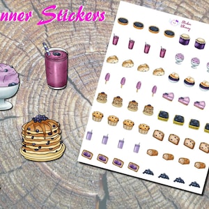 Blaubeergeschmack Lebensmittel-Sticker, gedruckte Aufkleber, Obst-Aufkleber, Tart, Marmelade, Heidelbeerbrot, Smoothie, Pfannkuchen, Eis, Muffin