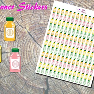 Stickers pour agenda de jus de fruits en bouteille, Stickers imprimés, Stickers fruits, Pamplemousse, Citron, Lime, Orange, Erin Condren, Fonctionnel, Coloré
