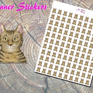 Stickers gestreepte kat, gedrukte stickers, stickers gestreepte kat, cadeau kattenliefhebber, stickers gestreepte kat, stickers schattige kat, stickers schattige kat, kawaii stickers