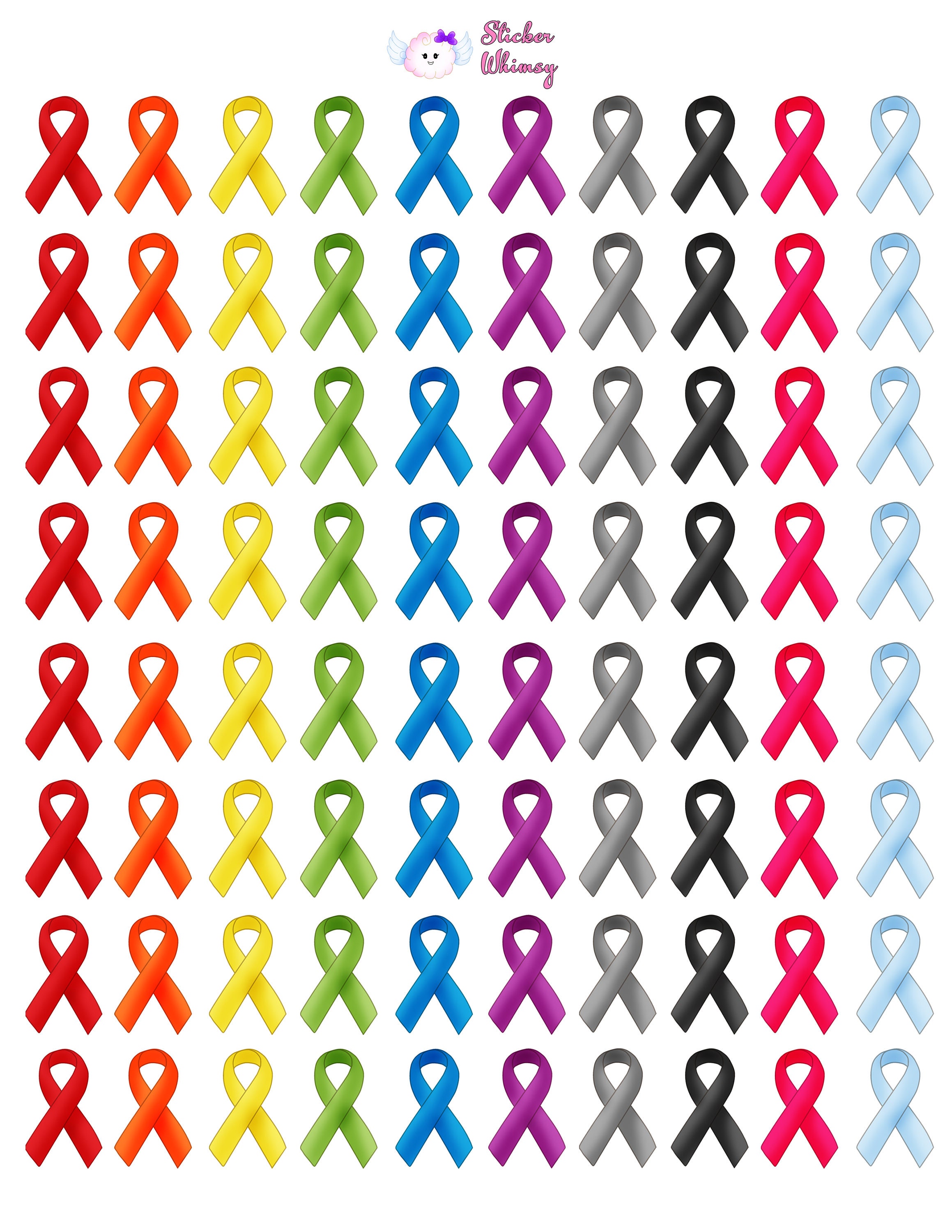Cancer Awareness Ribbon Planner Stickers: Rainbow Colors - Etsy