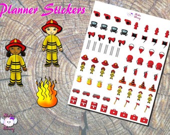Brandmansklistermärken: Planer stickers, brandbil, hjälm (74 st)