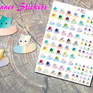 Planificateur d'autocollants chaton sur l'oreiller, autocollants imprimés, autocollants chat, coussin, autocollants mignons, Erin Condren, rappel, fonctionnel, coloré