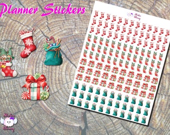 Christmas Present Sticker Set, Christmas Stickers, Gift Stickers, Christmas Stocking Stickers, Gnome Stickers, Bag Stickers, Candy Stickers