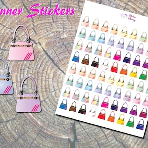 Stickers portemonneeplanner, gedrukte stickers, modestickers, damestassen, handtasstickers, Erin Condren, schattig, functioneel, kleurrijke stickers,