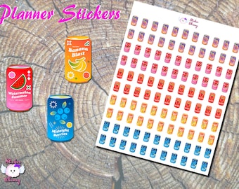 Fruity Soda Can Planner Stickers: Summer Drink Stickers