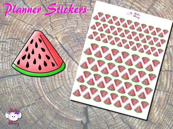 Watermelon Slice Planner Stickers, Summer Fruit Functional Sheet