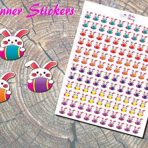 Easter Rabbit & Egg Planner Stickers, Printed Stickers, Holiday Stickers, Cute Stickers, Kawaii Stickers, Rabbit Stickers, Egg Stickers