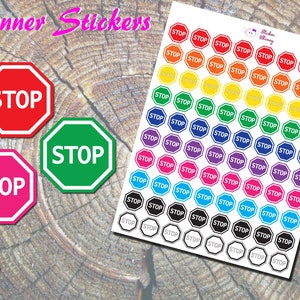 Autocollants colorés d'agenda d'arrêt, Autocollants imprimés, Autocollants de panneaux de signalisation, Autocollants de plaques de rue, Autocollants Arrêt, Autocollants Mignons, Erin Condren