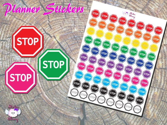 Colorful Stop Sign Planner Stickers - 80 Count