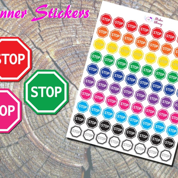 Colorful Stop Planner Stickers, Printed Stickers, Traffic Sign Stickers, Street Sign Stickers, Stop Stickers, Cute Stickers, Erin Condren