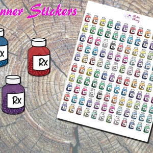Pill Bottle Planner Stickers, Medication Stickers, Pharmacy Stickers, Paper Stickers, Erin Condren, Functional Stickers, Reminder Stickers