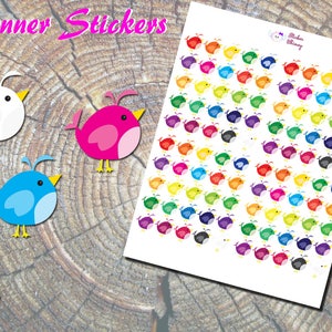 Vogelplannerstickers, dierenstickers, leuke stickers, kawaiistickers, Erin Condren, functioneel, herinnering, kleurrijk, plan
