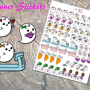 Girl Ghost Planner Stickers, Halloween Stickers, Daily Tasks, Printed Stickers, Cute Stickers, Kawaii Stickers, Erin Condren, Seasonal