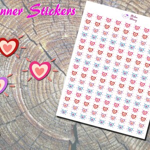 Shining Heart Planner Stickers, Printed Stickers, Valentines Day Stickers, Cute Stickers, Functional, Reminder, Colorful Heart Stickers