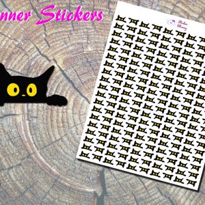 Cute Peeking Black Cat Planner Stickers