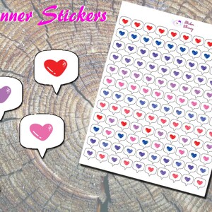 Pegatinas para planificador con forma de corazón, pegatinas impresas, pegatinas bonitas, pegatinas con forma de corazón de San Valentín, funcionales, recordatorios, pegatinas coloridas
