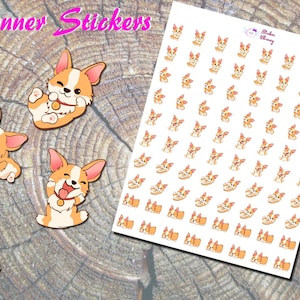 Niedliche Corgis Aufkleber, Gedruckte Aufkleber, Hundeaufkleber, süße Aufkleber, Kawaii Aufkleber, Kleine Aufkleber, Flauschige Aufkleber
