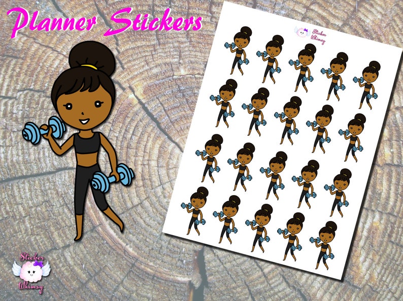 Printed Stickers Reminder Black Girl Work out Planner Stickers Exercise Stickers Functional Erin Condren Cute Girl Stickers Chef