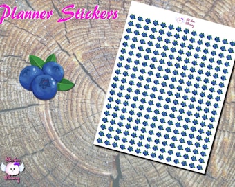 Blueberry Planner Stickers: Kawaii Fruit Stickers