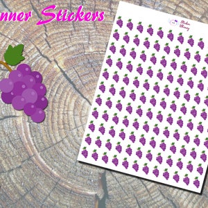 Planificateur d'autocollants raisin violet, autocollants imprimés, autocollants mignons, autocollants de fruits, autocollants de vigne, autocollants de feuilles vertes, autocollants de nourriture,