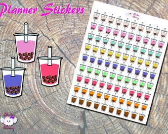 Plannerstickers Boba Tea, functionele herinneringen Bubble Tea