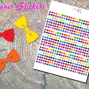 Adesivi per planner con fiocco, adesivi stampati, nastri, papillon, adesivi alla moda, carini, kawaii, Erin Condren, funzionali, promemoria, colorati