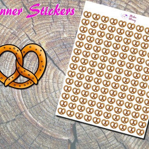 Soft Salted Pretzel Planner Stickers, Printed Stickers, Cute Food Stickers, Bakery Stickers, Bread Stickers, Snack Stickers, Mall Food