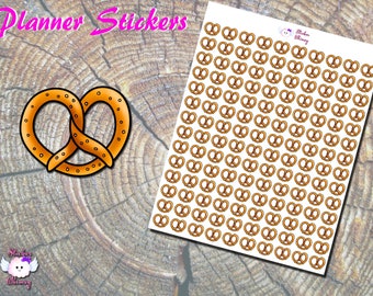 Soft Salted Pretzel Planner Stickers, Printed Stickers, Cute Food Stickers, Bakery Stickers, Bread Stickers, Snack Stickers, Mall Food