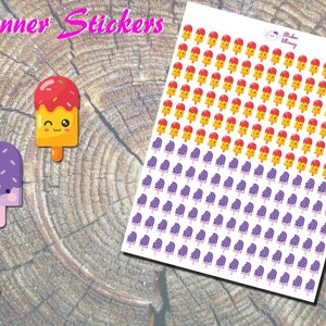 Autocollants mignons d'agenda, Autocollants imprimés, Autocollants emotes, Autocollants nourriture, Autocollants été, Autocollants Friandises froides, Erin Condren, Couleur